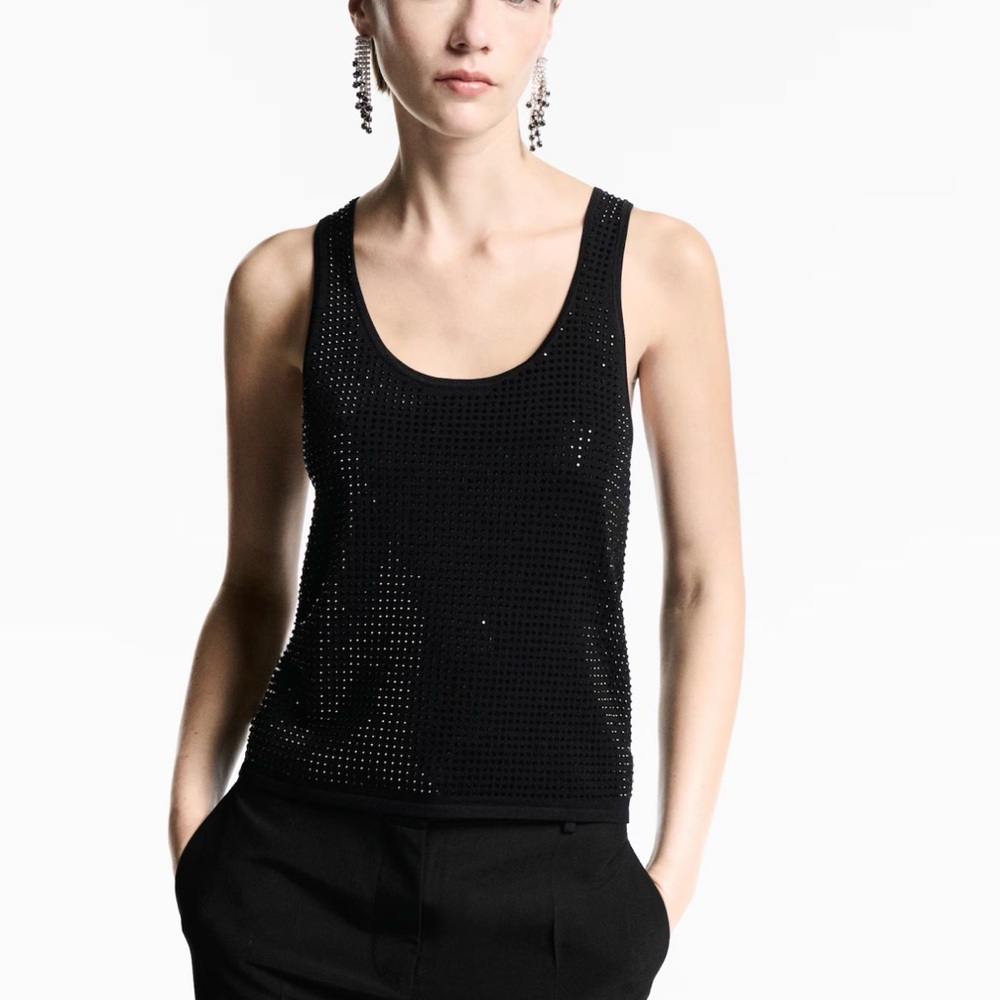 Mango Black Sequin Tank Top